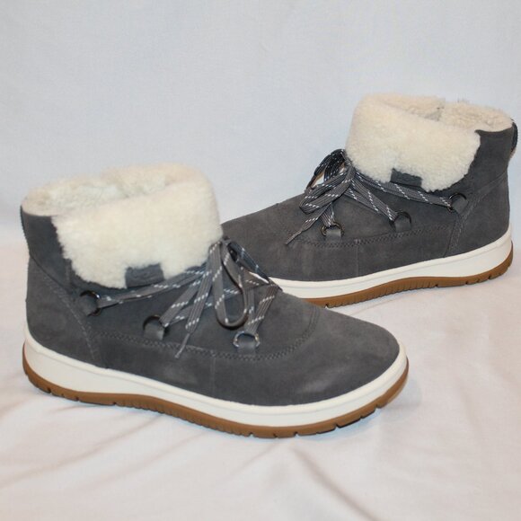 NIB UGG‎ WOMEN'S LAKESIDER HERITAGE LACE UP SUEDE SHEARLING LINED BOOTIES GRAY - Picture 1 of 6